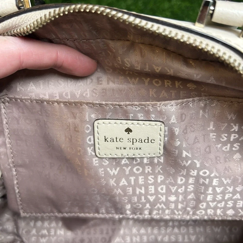 Kate Spade New York Studded‎ Leather Satchel Bag Off White Gold Hardware